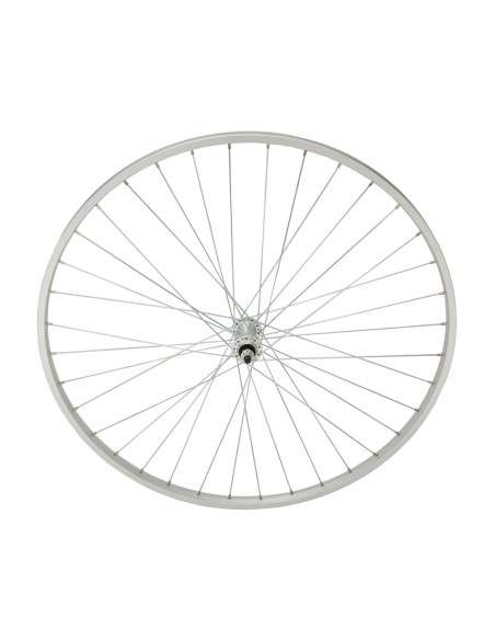 27 x 1 1/4 Alloy Front Wheel 36 Spoke 14g UCP 3/8 Axle Single Wall Silver.